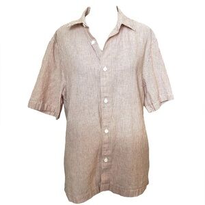 Club Monaco Striped Orange and White Button Down Top